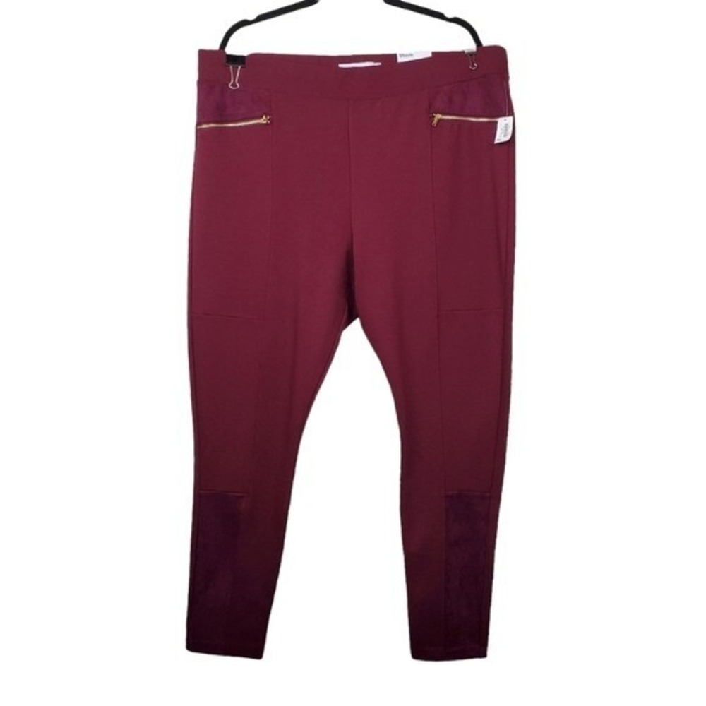 Old Navy Womens Stevie Burgundy Wine Moto Zip Pull-On Pants Size XXL NWT